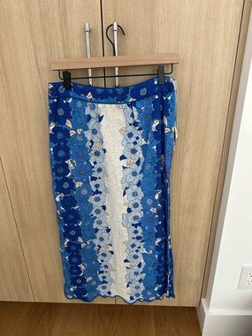 FARM Rio Blue Floral Midi Skirt